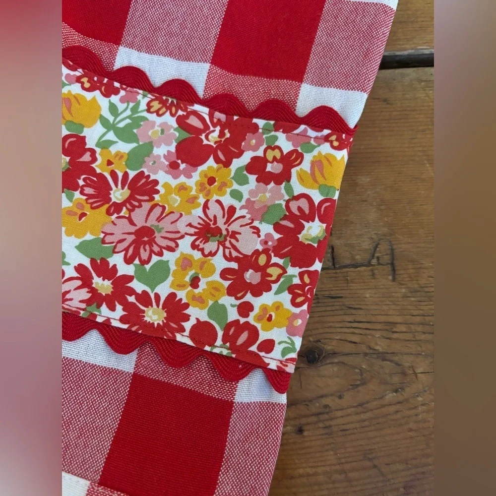 Handmade Kitchen Towel Red & Wht Buffalo Check 100% cotton Set of 2 farmhouse